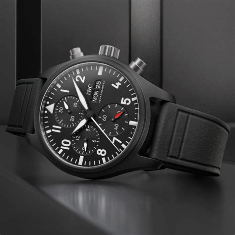 iwc iw389401|IWC Pilot's Top Gun Chronograph Automatic Black Dial Men's .